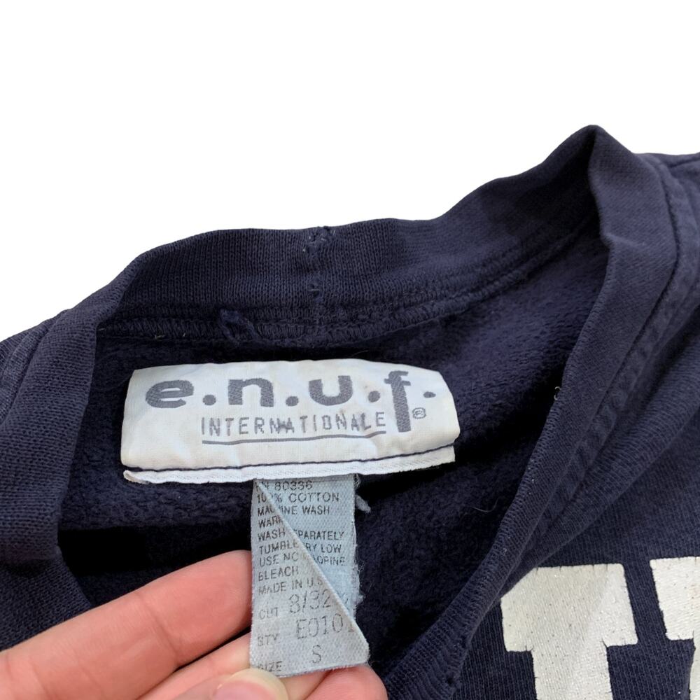 Vintage E.N.U.F. USA Crewneck Sweatshirt Small Navy - Picture 4 of 7